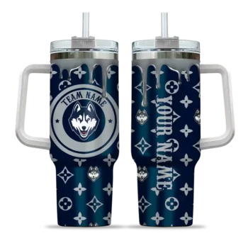 customized uconn huskies bullseye drips blue curved tumbler best selling.webp