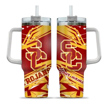 customized usc trojans abstract paths red curved tumbler best selling.webp