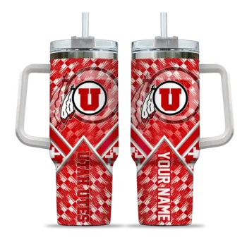 customized utah utes chevron angle red curved tumbler best selling.webp