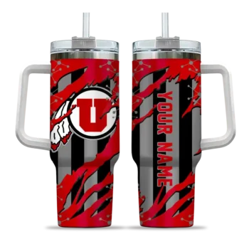 customized utah utes claw cut red black curved tumbler best selling.webp