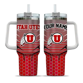 customized utah utes hex texture red curved tumbler best selling.webp