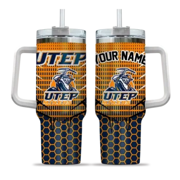 customized utep miners hex texture blue curved tumbler best selling.webp