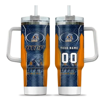 customized utep miners hexagon armor blue curved tumbler best selling.webp