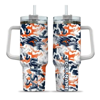 customized utsa roadrunners camo mashup orange white curved tumbler best selling.webp