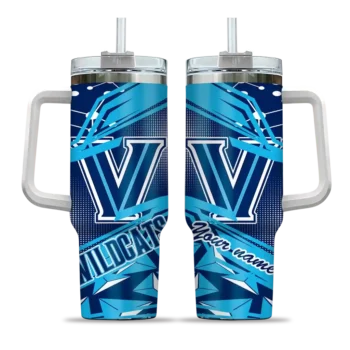 customized villanova wildcats abstract paths navy curved tumbler best selling.webp