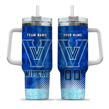 customized villanova wildcats geometric prism navy curved tumbler best selling.webp