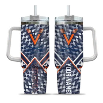 customized virginia cavaliers chevron angle blue curved tumbler best selling.webp