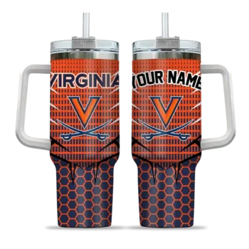 customized virginia cavaliers hex texture blue curved tumbler best selling.webp