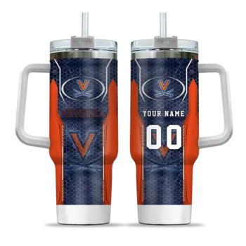 customized virginia cavaliers hexagon armor blue curved tumbler best selling.webp