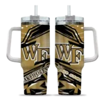 customized wake forest demon deacons abstract paths gold curved tumbler best selling.webp