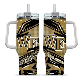 customized wake forest demon deacons abstract paths gold curved tumbler best selling.webp