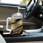 customized wake forest demon deacons abstract paths gold curved tumbler best selling.webp