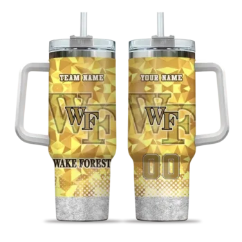 customized wake forest demon deacons geometric prism gold curved tumbler best selling.webp