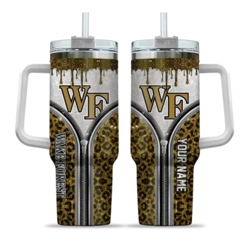 customized wake forest demon deacons leopard zipper gold curved tumbler best selling.webp
