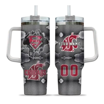 customized washington state cougars superman shield crimson gray curved tumbler best selling.webp