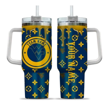 customized west virginia mountaineers bullseye drips blue curved tumbler best selling.webp