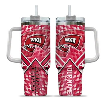 customized western kentucky hilltoppers chevron angle red curved tumbler best selling.webp