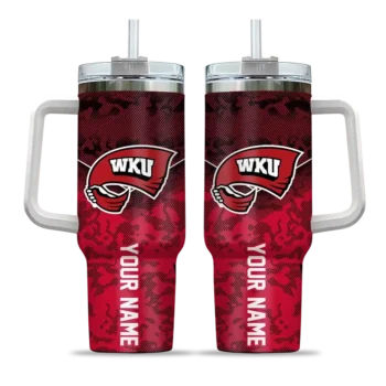 customized western kentucky hilltoppers chevron stripe red curved tumbler best selling.webp
