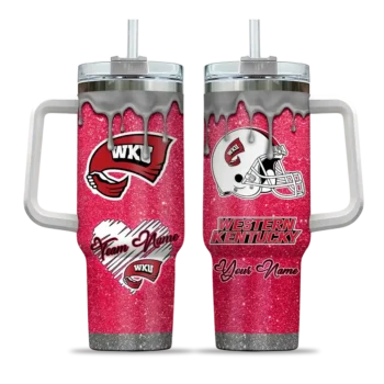 customized western kentucky hilltoppers heart helmet motif red curved tumbler best selling.webp
