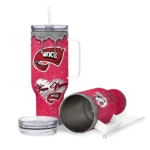 customized western kentucky hilltoppers heart helmet motif red curved tumbler best selling.webp