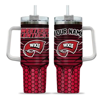 customized western kentucky hilltoppers hex texture red curved tumbler best selling.webp