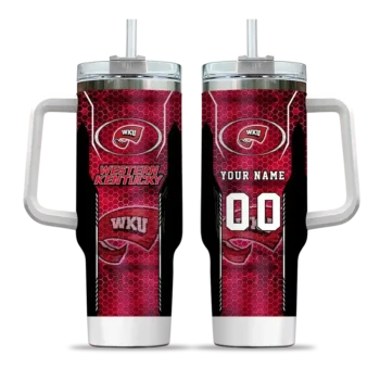 customized western kentucky hilltoppers hexagon armor red curved tumbler best selling.webp