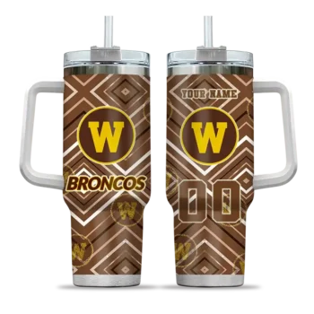 customized western michigan broncos bold diamonds brown curved tumbler best selling.webp