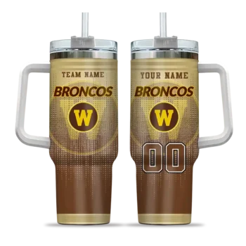 customized western michigan broncos gradient dots brown curved tumbler best selling.webp