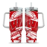 customized wisconsin badgers abstract paths red curved tumbler best selling.webp