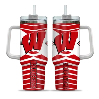 customized wisconsin badgers chevron layers red curved tumbler best selling.webp
