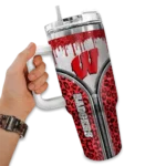 customized wisconsin badgers leopard zipper red curved tumbler best selling.webp