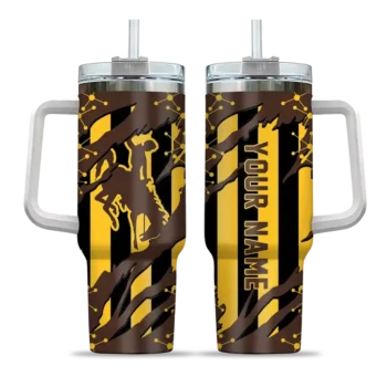 customized wyoming cowboys claw cut brown black curved tumbler best selling.webp