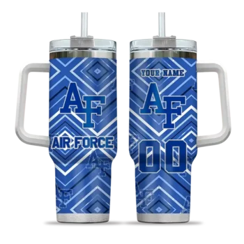 personalized air force falcons bold diamonds blue curved tumbler best selling.webp