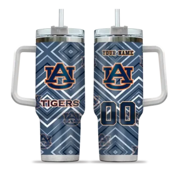 personalized auburn tigers bold diamonds navy blue curved tumbler best selling.webp