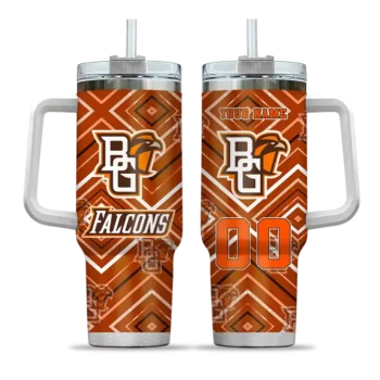 personalized bowling green falcons bold diamonds orange curved tumbler best selling.webp
