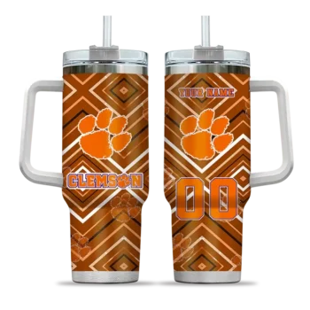 personalized clemson tigers bold diamonds orange curved tumbler best selling.webp