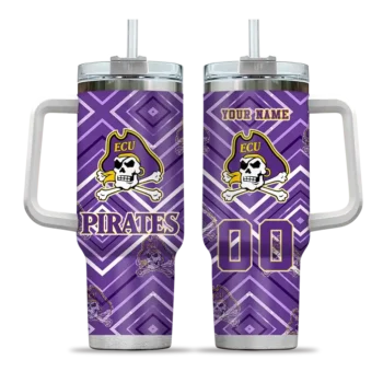 personalized east carolina pirates bold diamonds purple curved tumbler best selling.webp