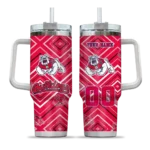 personalized fresno state bulldogs bold diamonds red curved tumbler best selling.webp