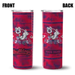 personalized fresno state bulldogs chevron patch red skinny tumbler best selling.webp