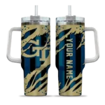 personalized georgia tech yellow jackets claw cut gold black curved tumbler best selling.webp