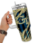 personalized georgia tech yellow jackets claw cut gold black curved tumbler best selling.webp