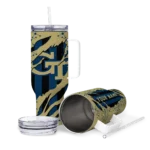 personalized georgia tech yellow jackets claw cut gold black curved tumbler best selling.webp