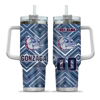 personalized gonzaga bulldogs bold diamonds blue curved tumbler best selling.webp