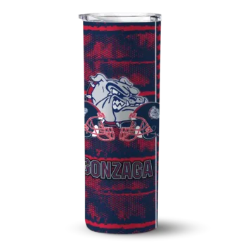 personalized gonzaga bulldogs chevron patch blue skinny tumbler best selling.webp