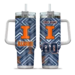 personalized illinois fighting illini bold diamonds blue curved tumbler best selling.webp