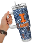 personalized illinois fighting illini bold diamonds blue curved tumbler best selling.webp