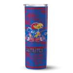 personalized kansas jayhawks chevron patch blue skinny tumbler best selling.webp