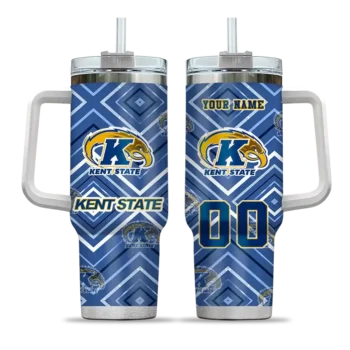 personalized kent state golden flashes bold diamonds navy blue curved tumbler best selling.webp