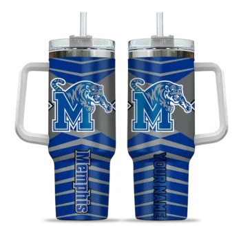 personalized memphis tigers chevron layers blue curved tumbler best selling.webp