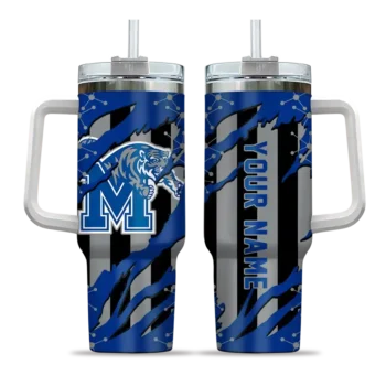 personalized memphis tigers claw cut blue black curved tumbler best selling.webp